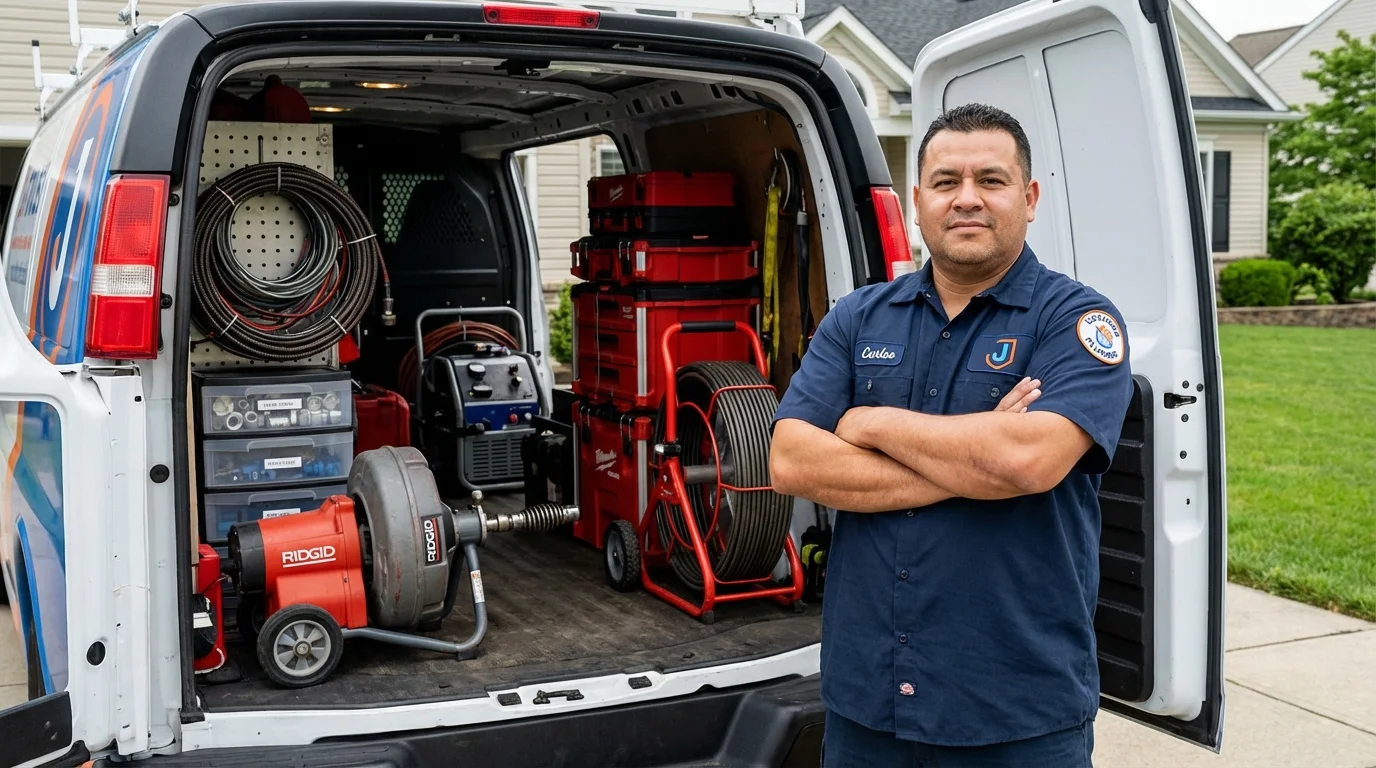 Professional drain cleaning equipment and Johns Plumbing LLC plumber in King of Prussia