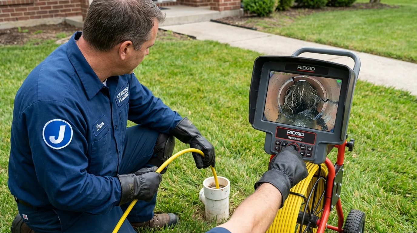 Sewer camera inspection being performed by Johns Plumbing LLC in King of Prussia